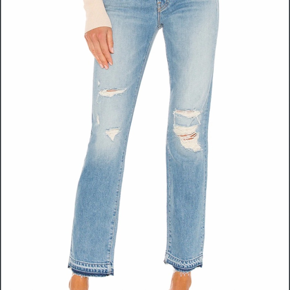 NWT! MOTHER Denim High Waisted Hiker Hover - On My Knees - Straight Leg Jeans